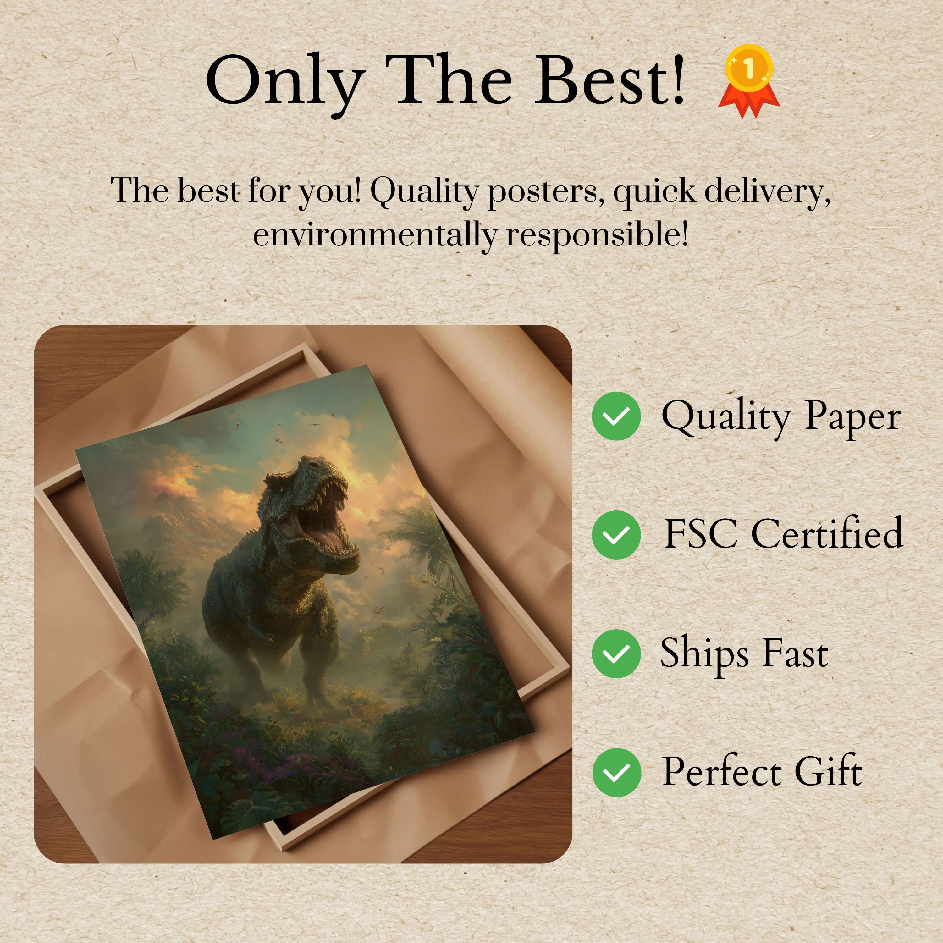 Prehistoric T-Rex Roaring Poster - Image 3