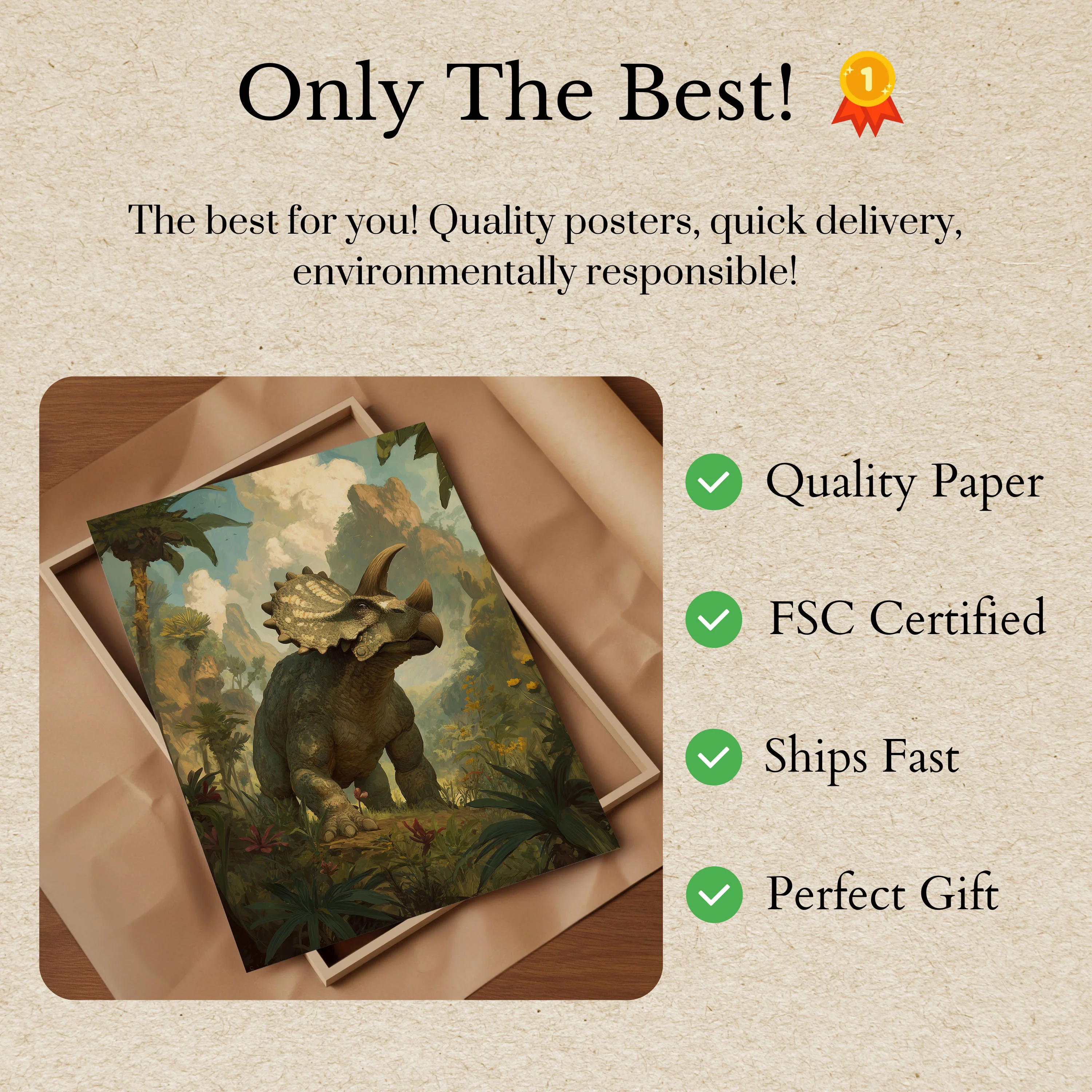 Prehistoric Triceratops Landscape Poster - Image 3