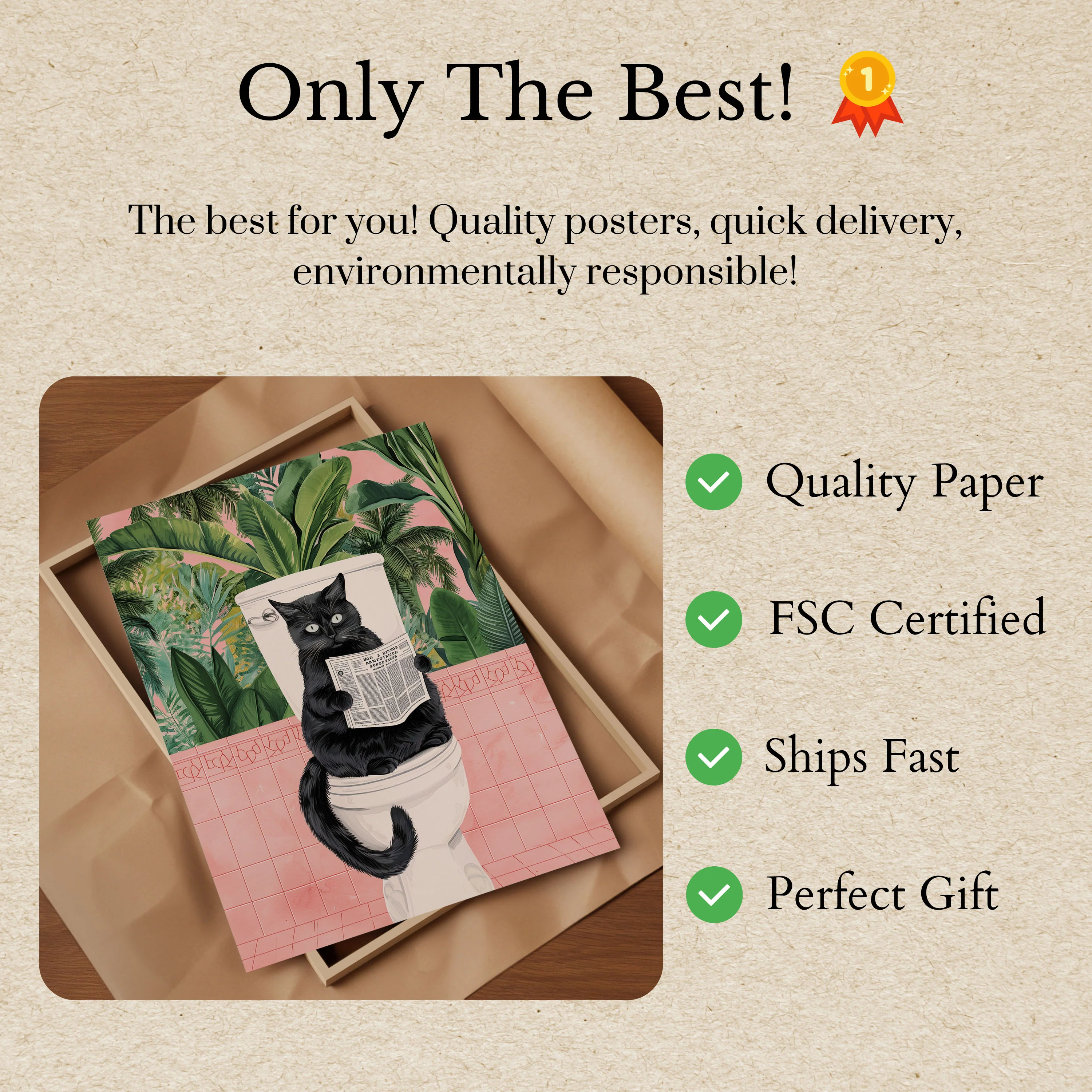 Reading Cat Bathroom Humor Poster - Image 3