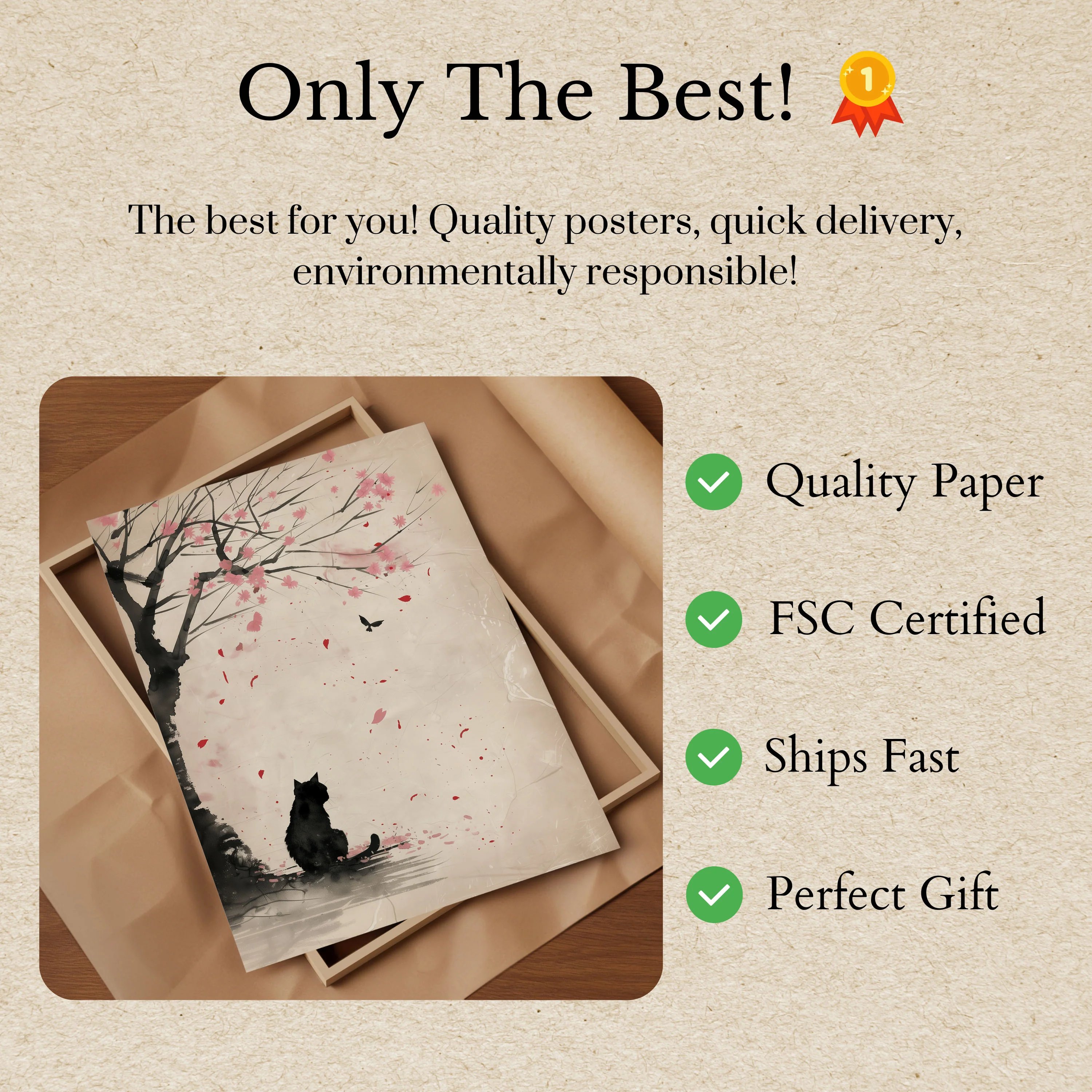 Sakura Cat Contemplation Poster - Image 3