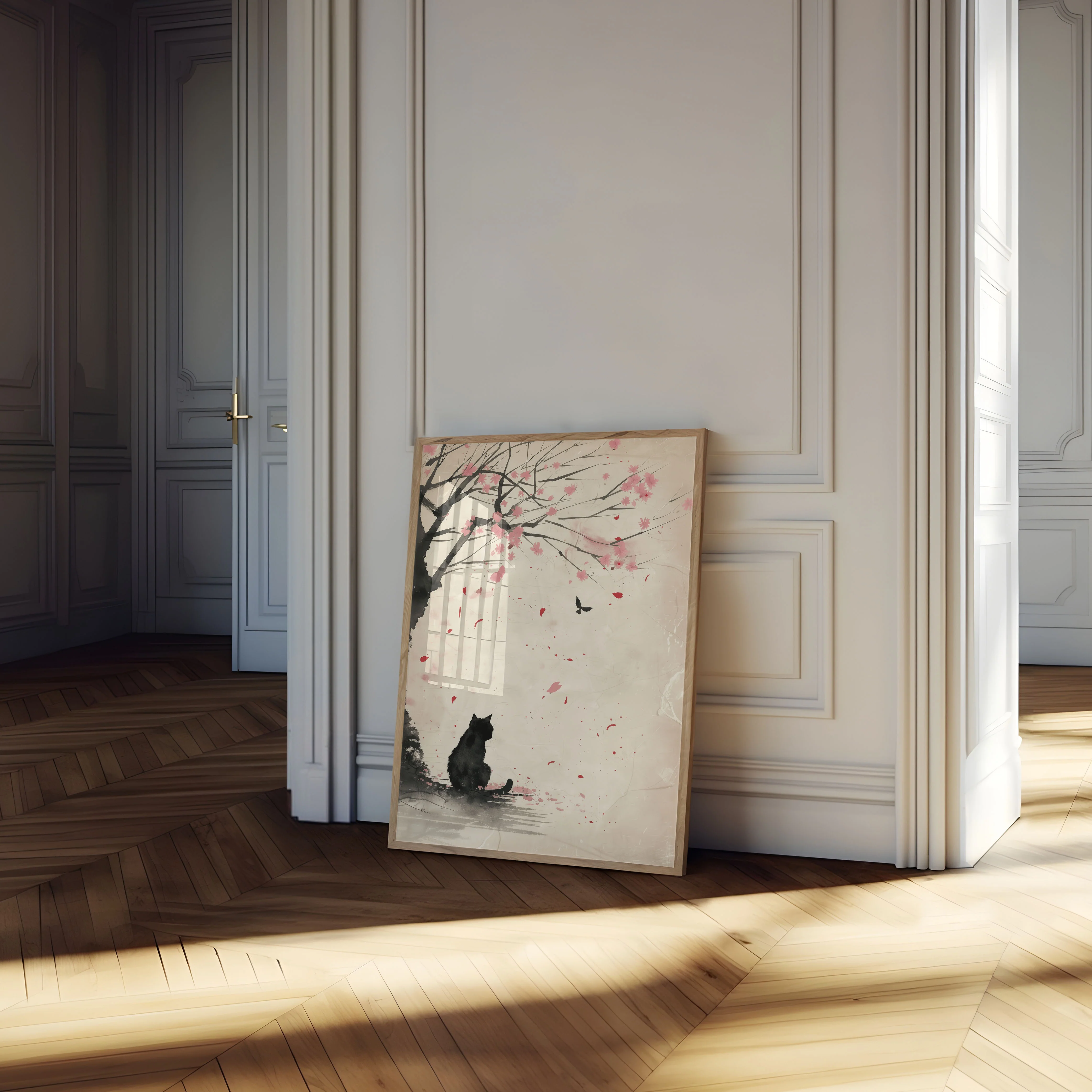 Sakura Cat Contemplation Poster - Image 4