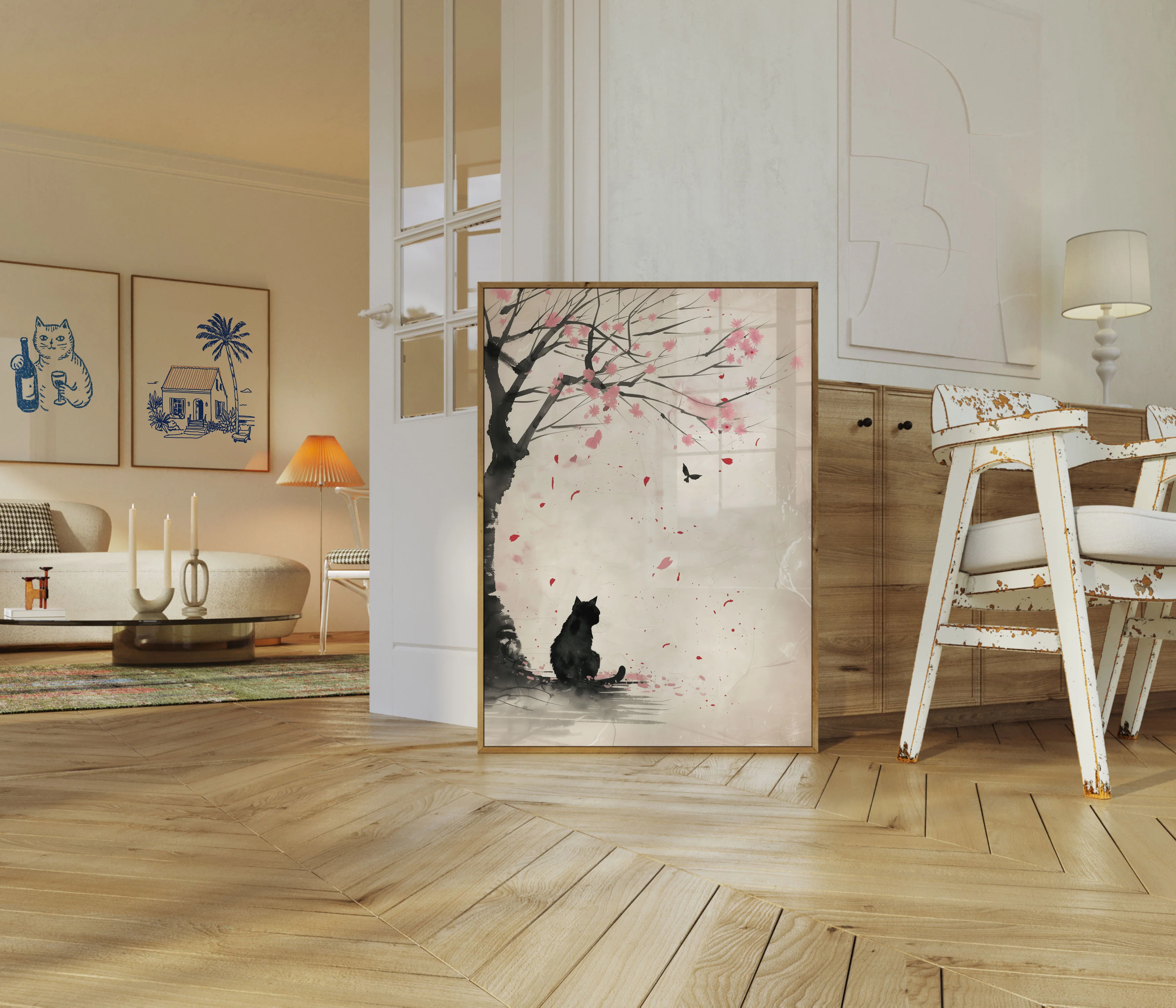 Sakura Cat Contemplation Poster - Image 5
