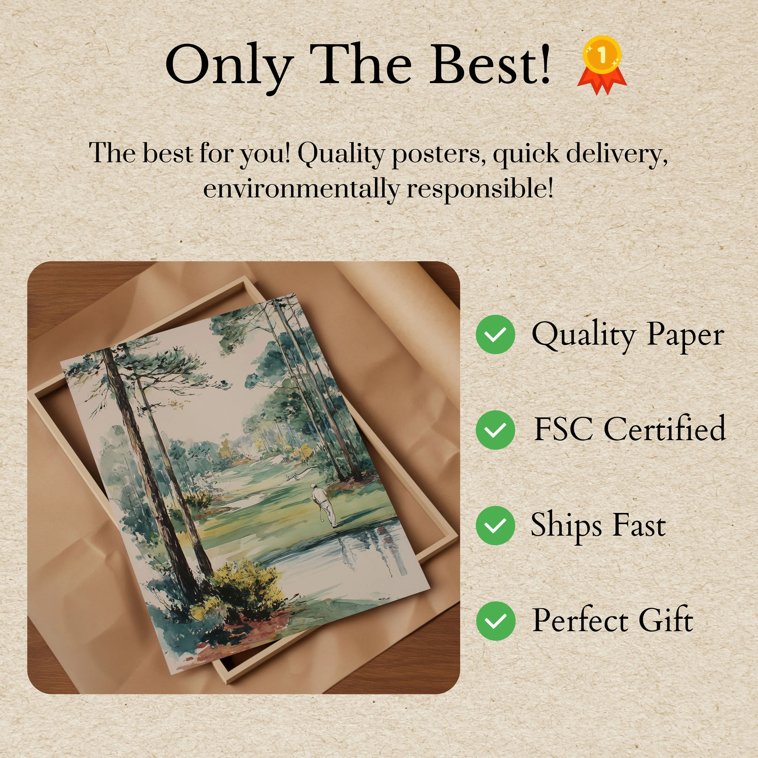 Serene Golf Course Watercolor Poster - Image 3