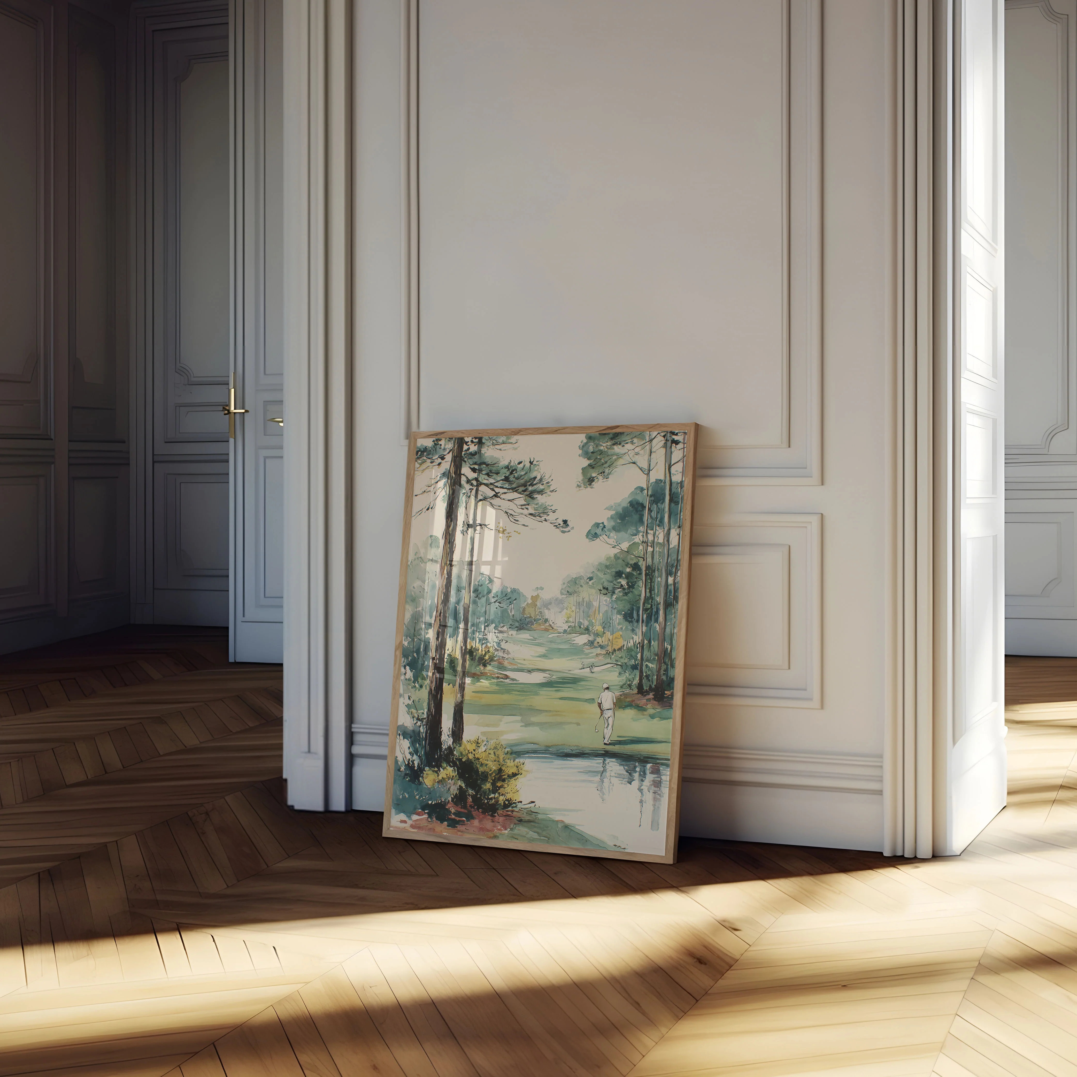 Serene Golf Course Watercolor Poster - Image 4