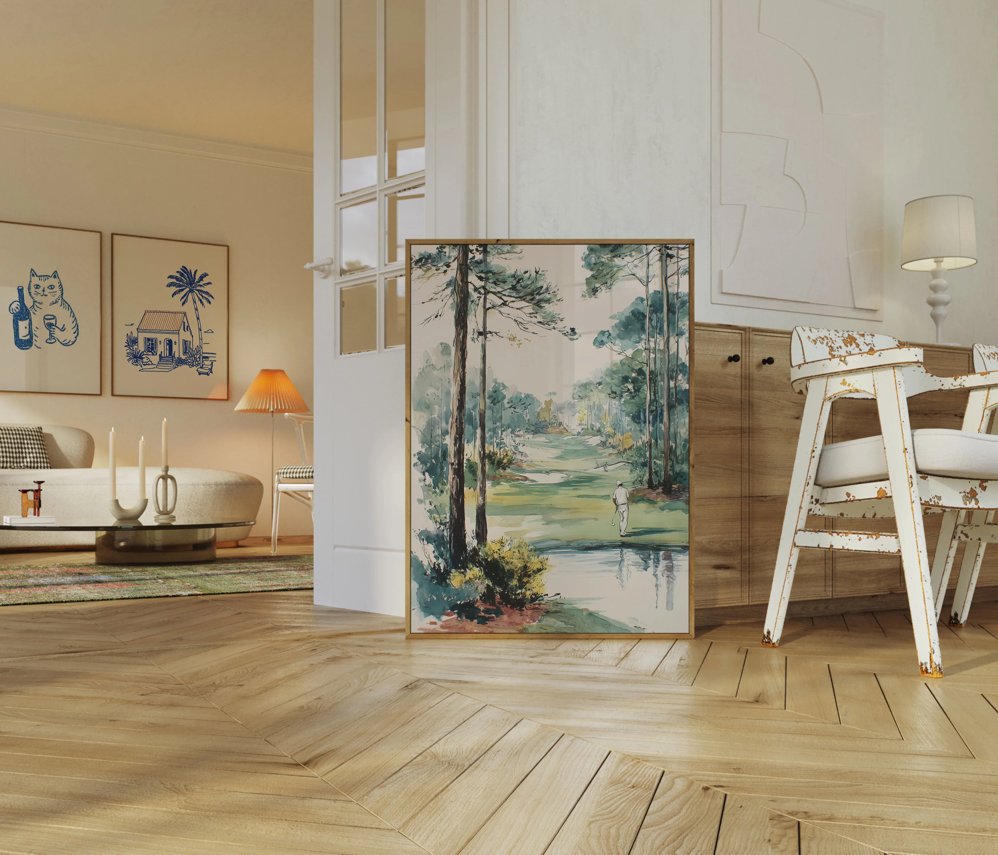 Serene Golf Course Watercolor Poster - Image 5