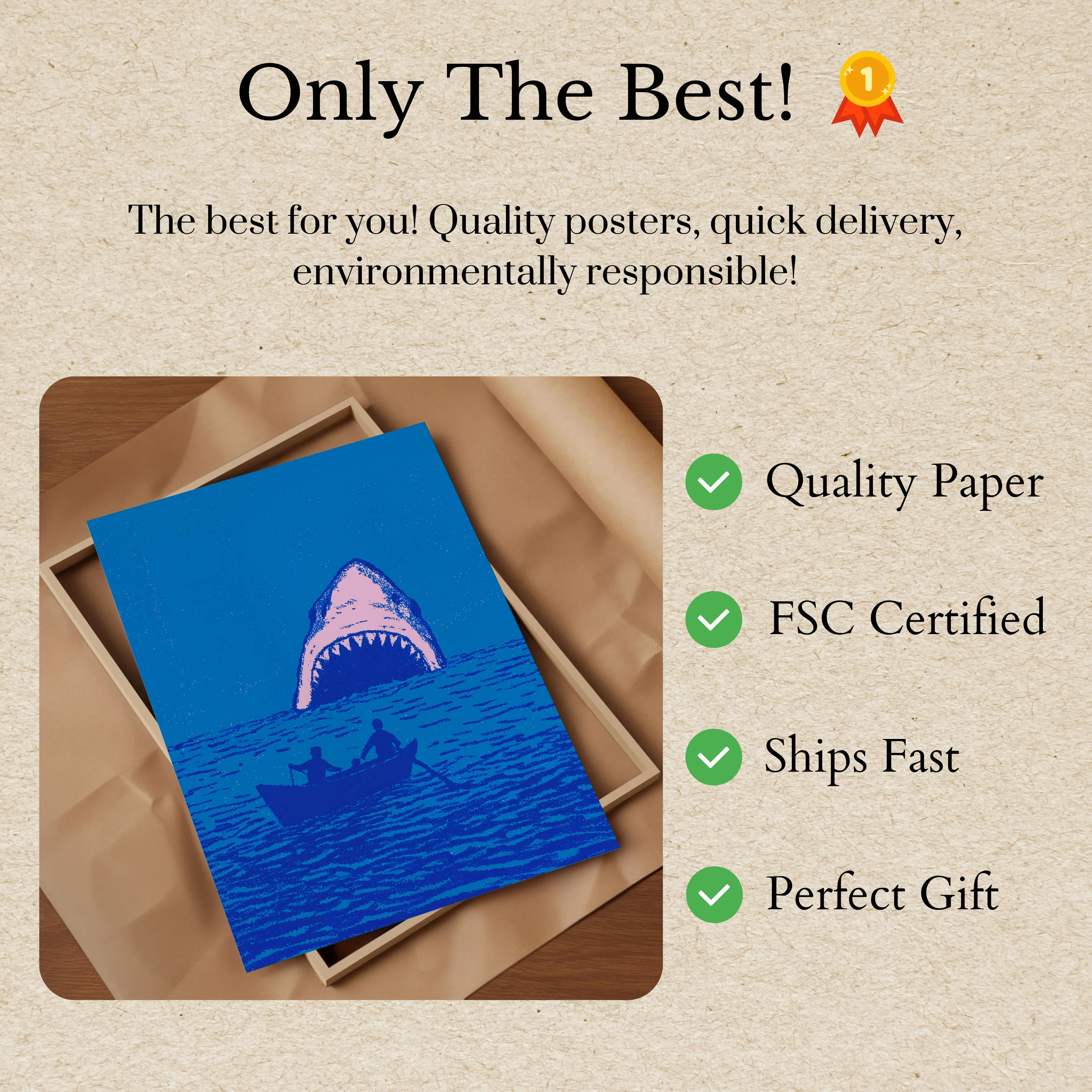 Shark Attack Nautical Danger Poster - Image 3