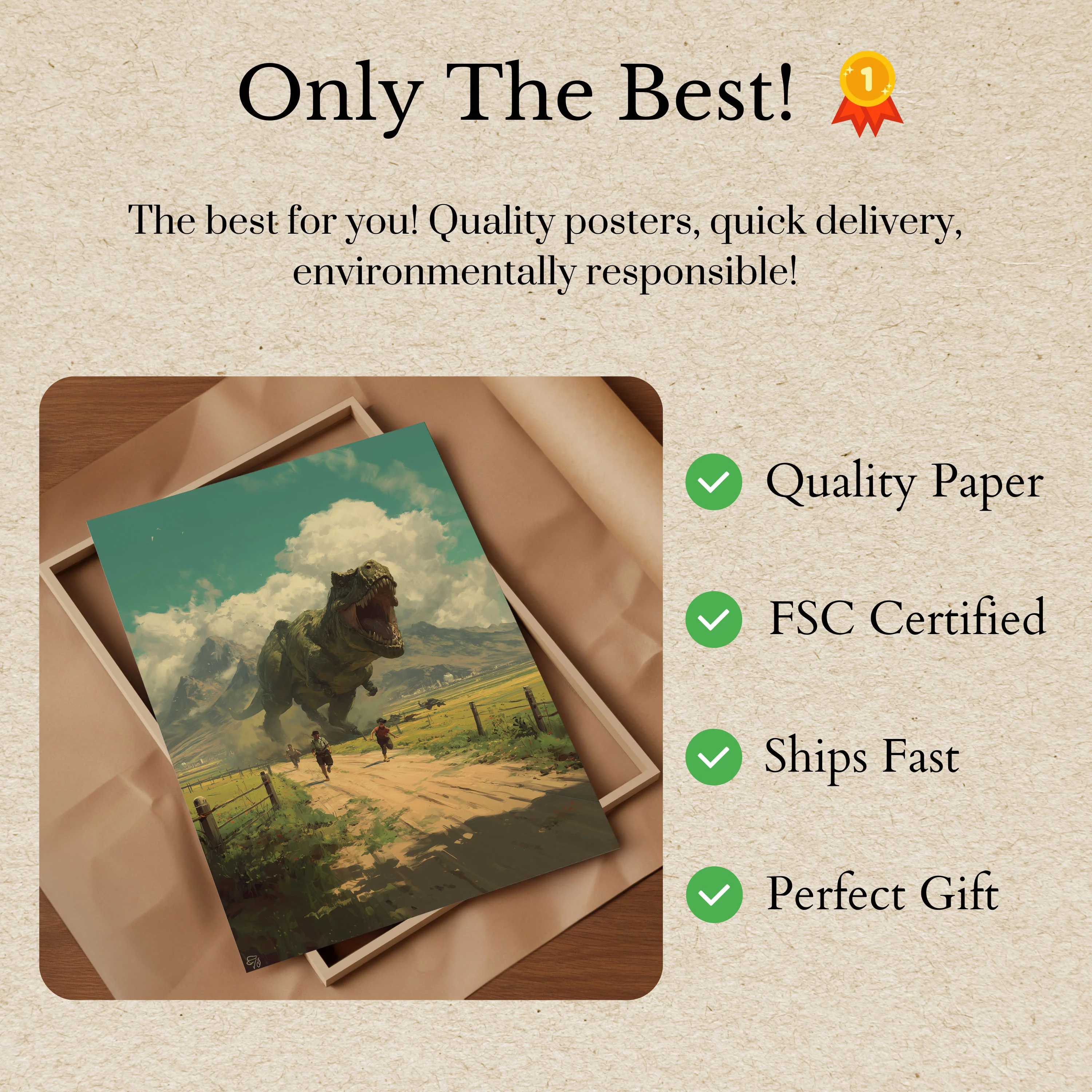 T-Rex Chase Vintage Adventure Poster - Image 3