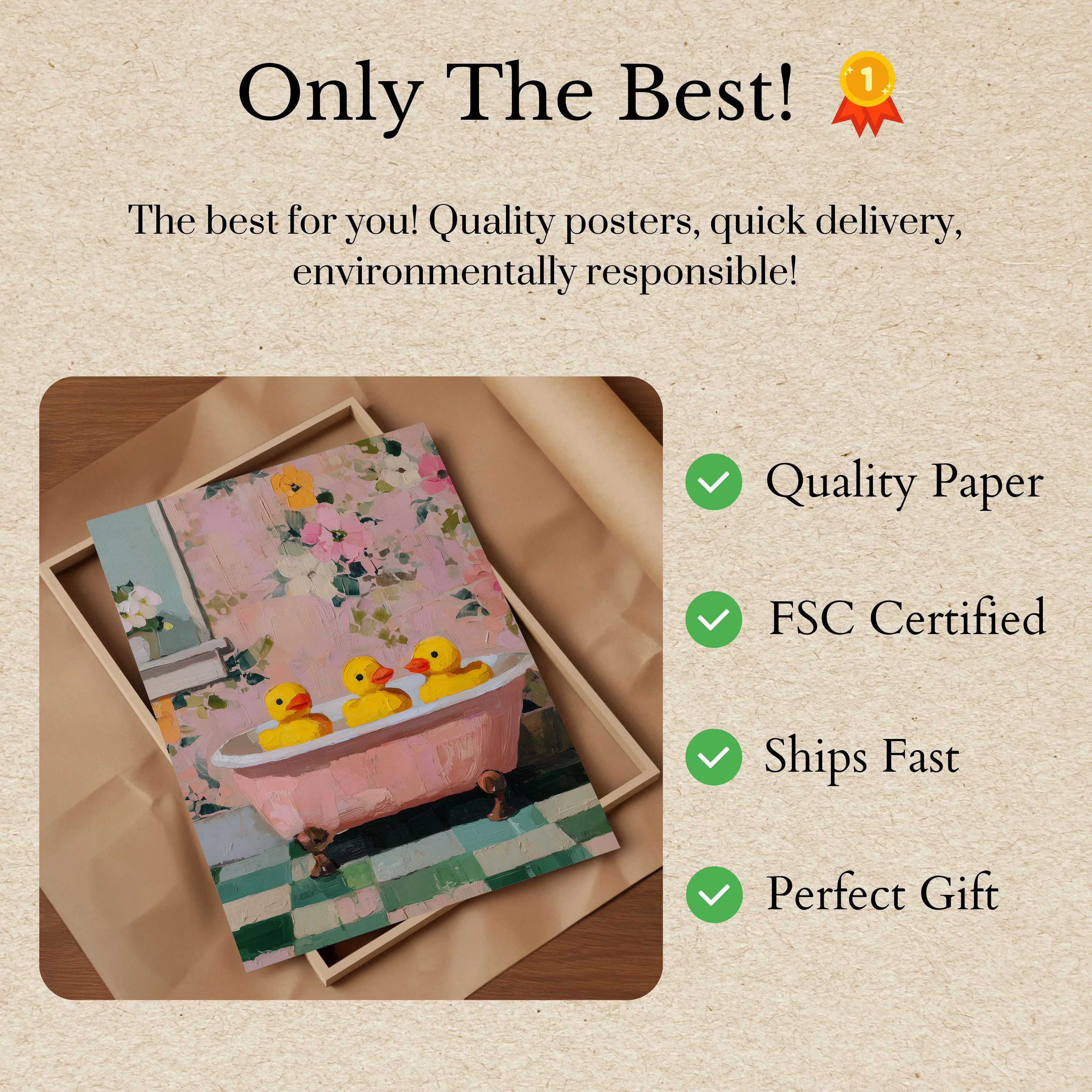 Three Ducks in Pink Bathtub Poster - Image 3