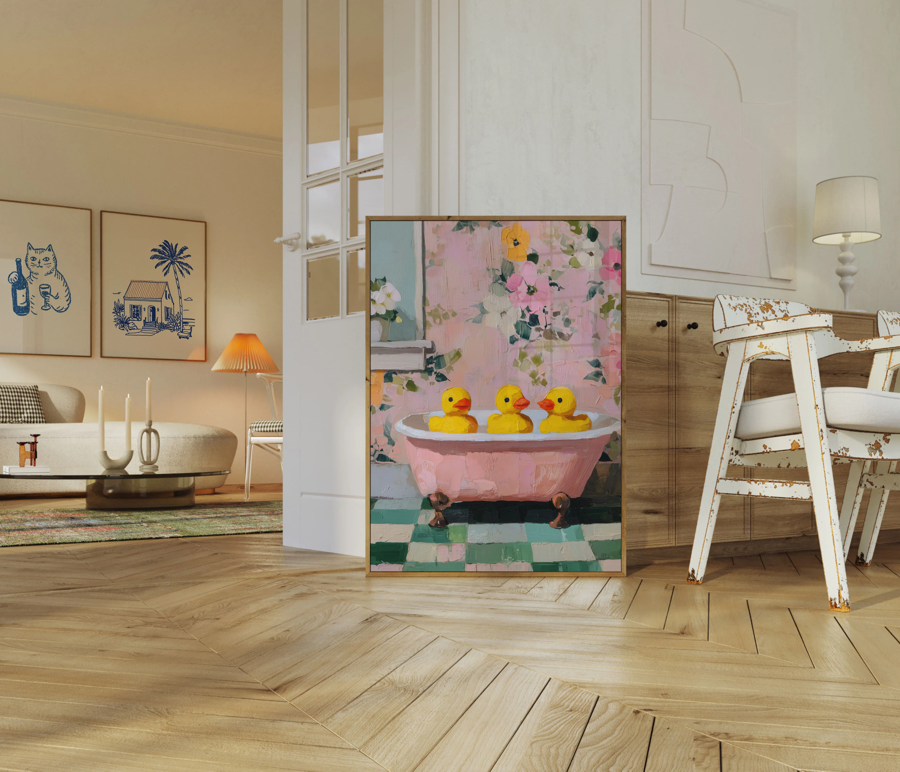 Three Ducks in Pink Bathtub Poster - Image 5