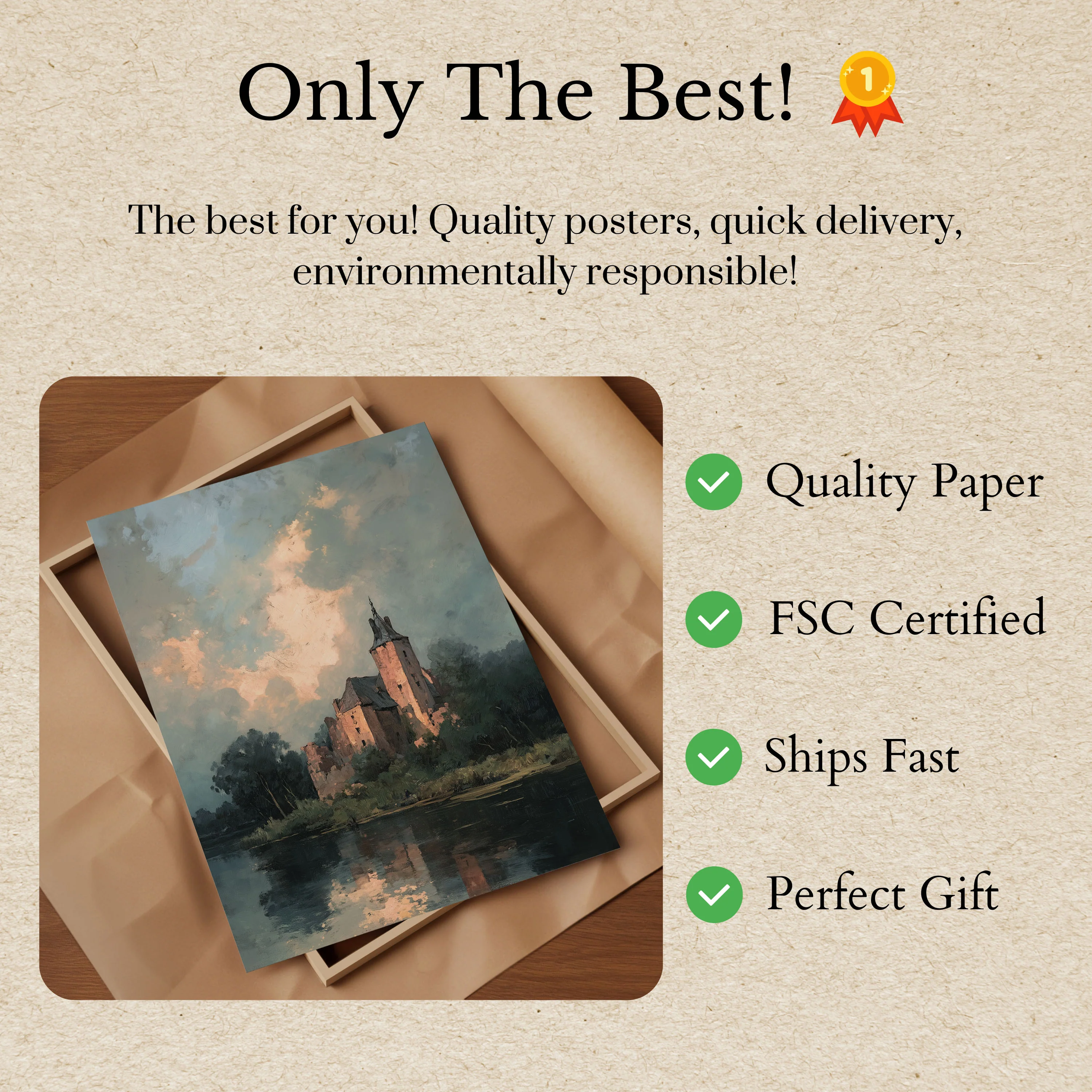 Twilight Castle Lakeside Poster - Image 3