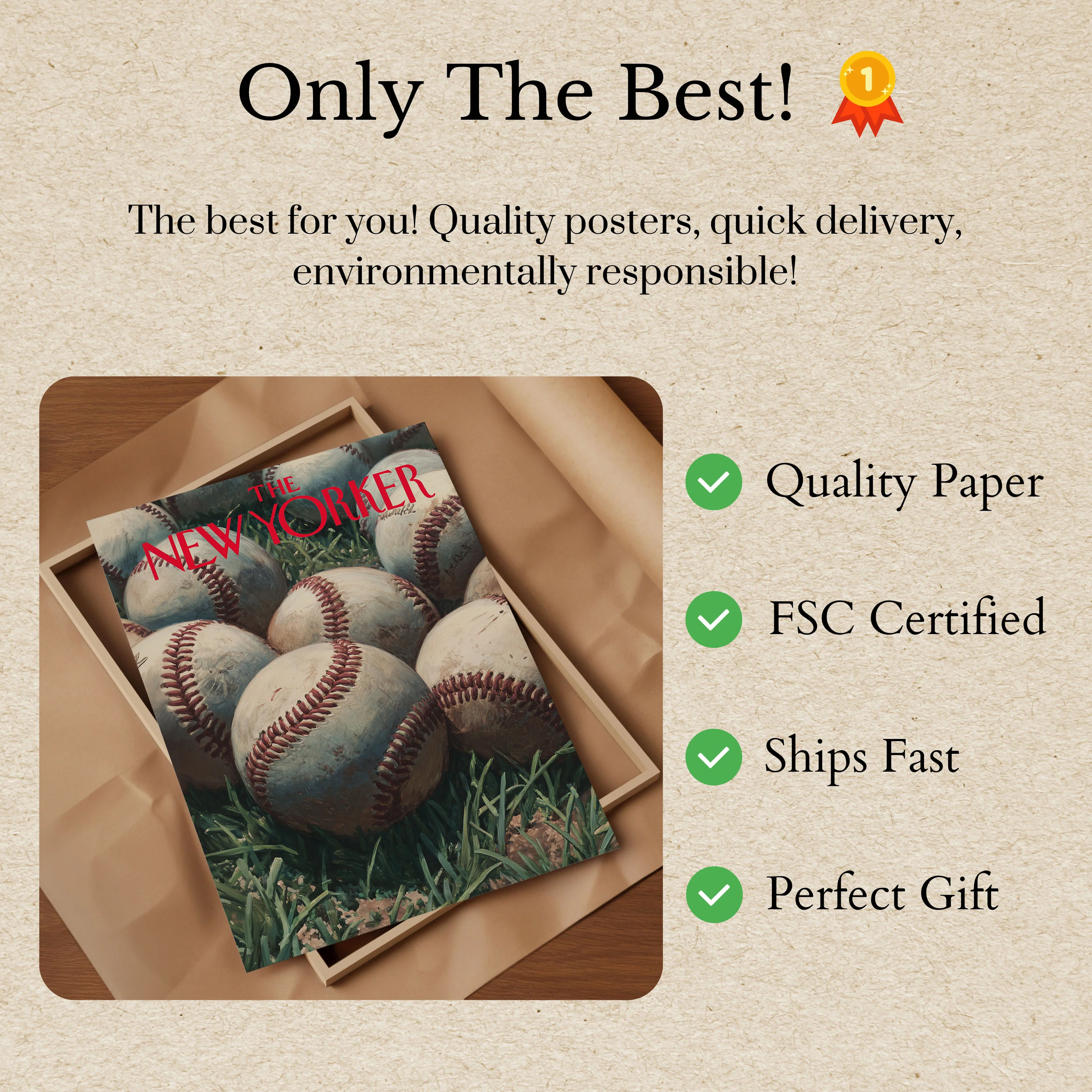 Vintage Baseball New Yorker Poster - Image 3