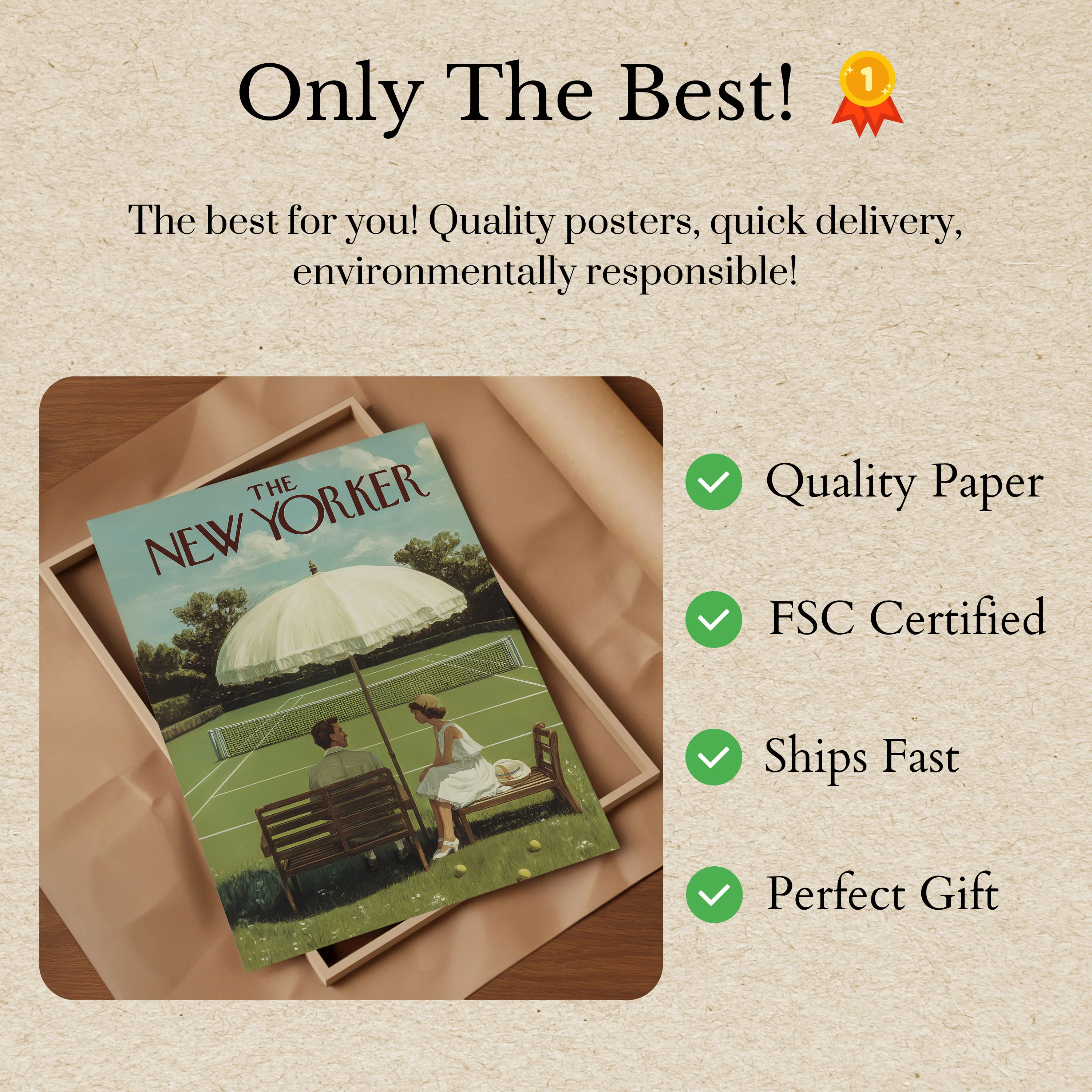 Vintage Tennis Court New Yorker Poster - Image 3