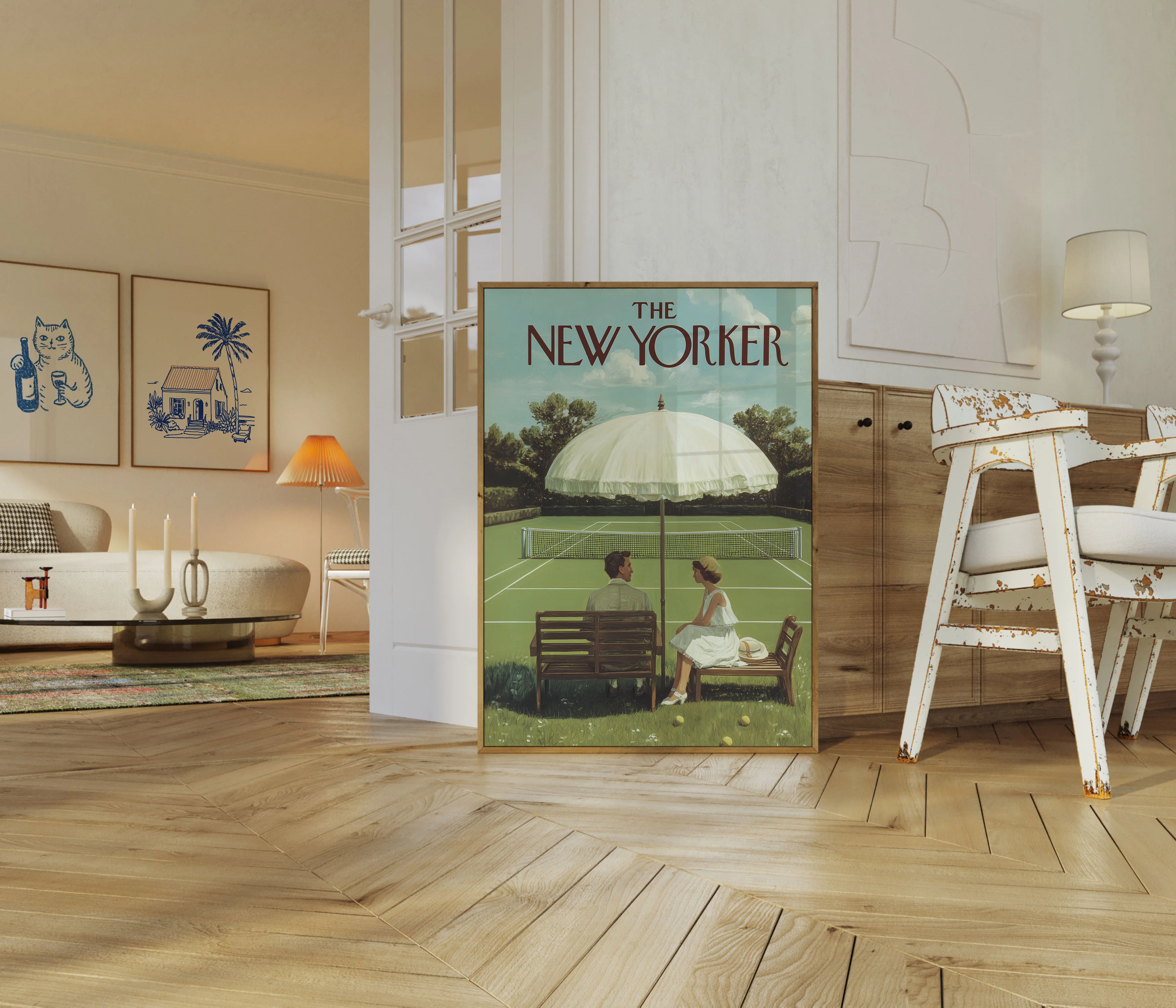 Vintage Tennis Court New Yorker Poster - Image 5