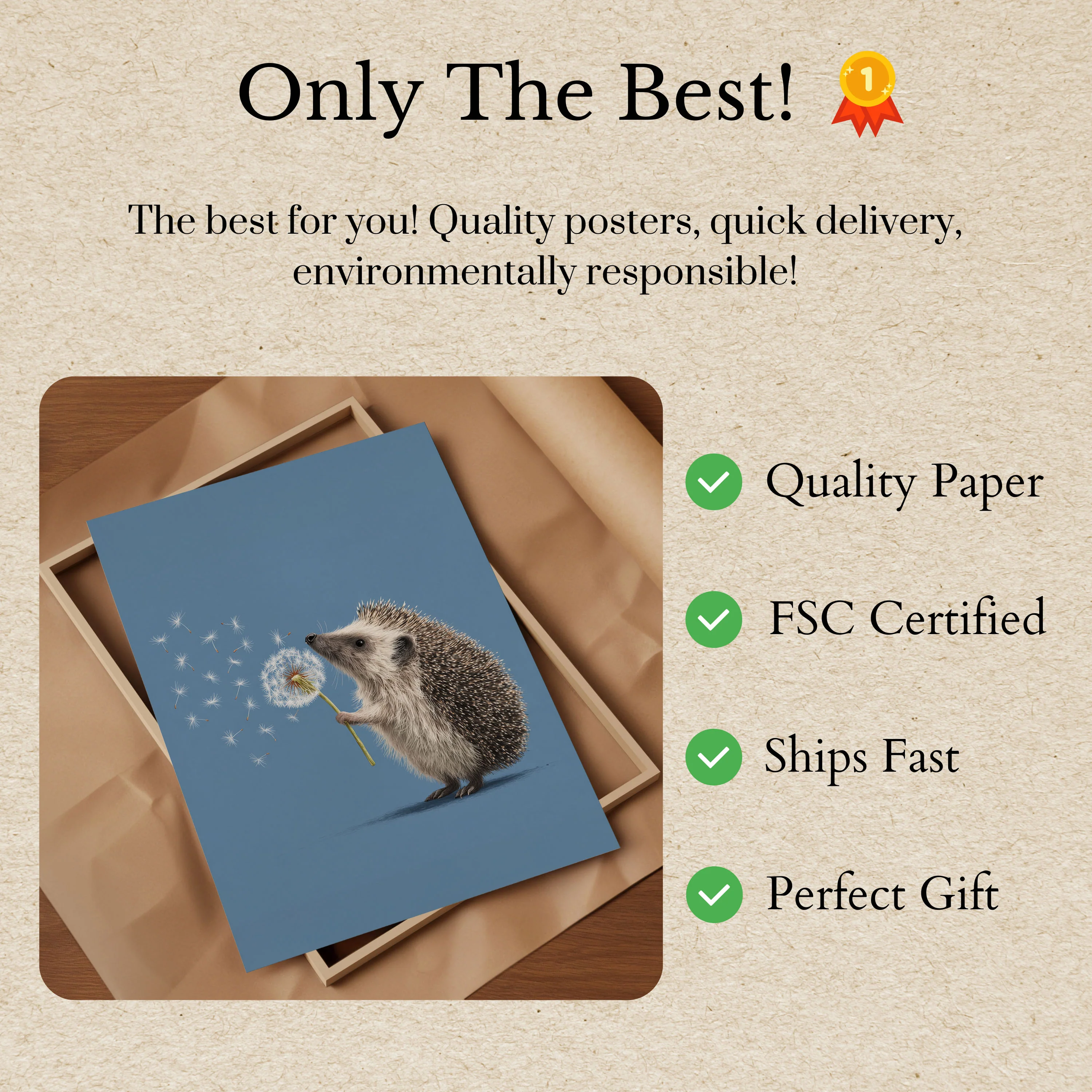 Cute Hedgehog Dandelion Poster - Image 3