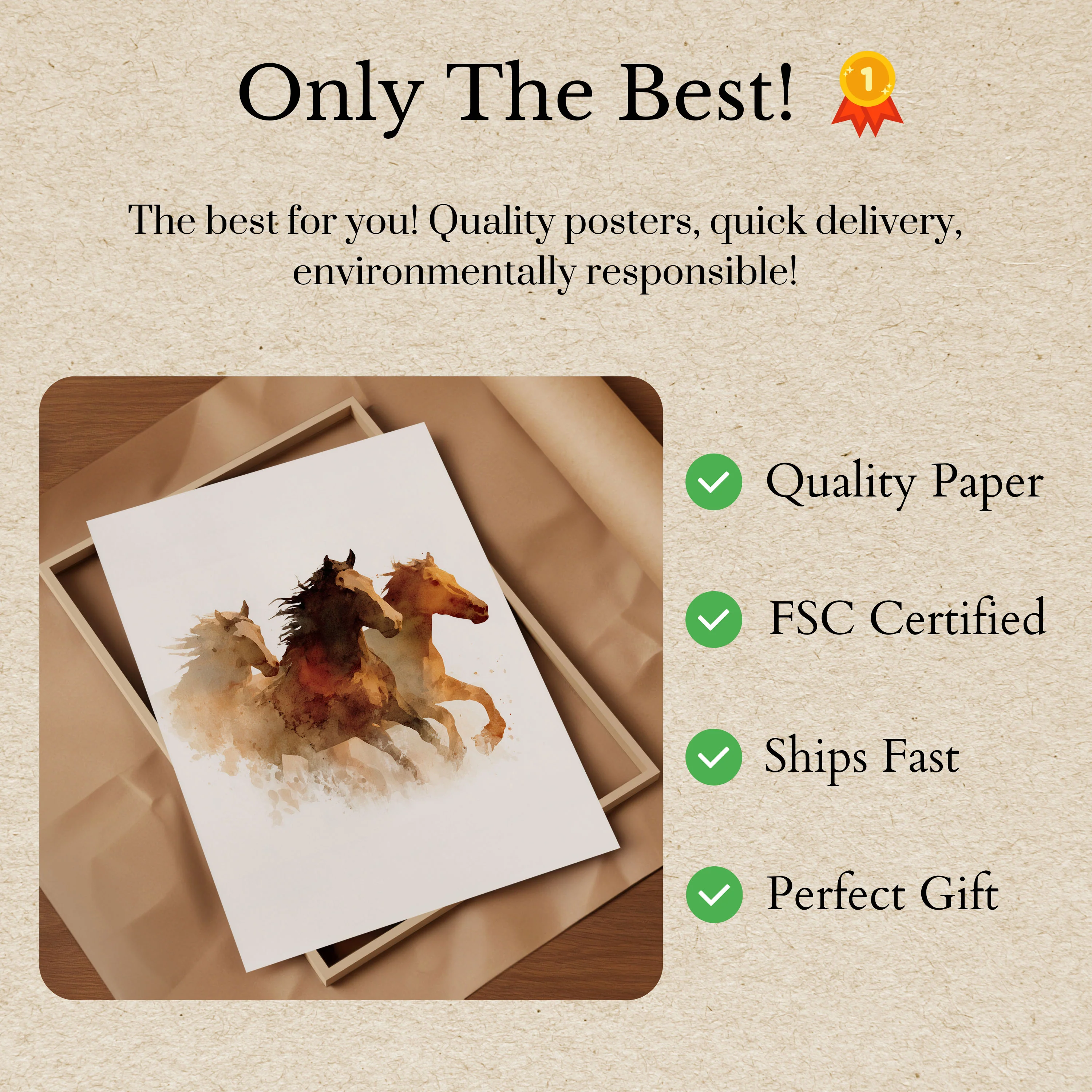 Wild Horses Watercolor Stampede Poster - Image 3