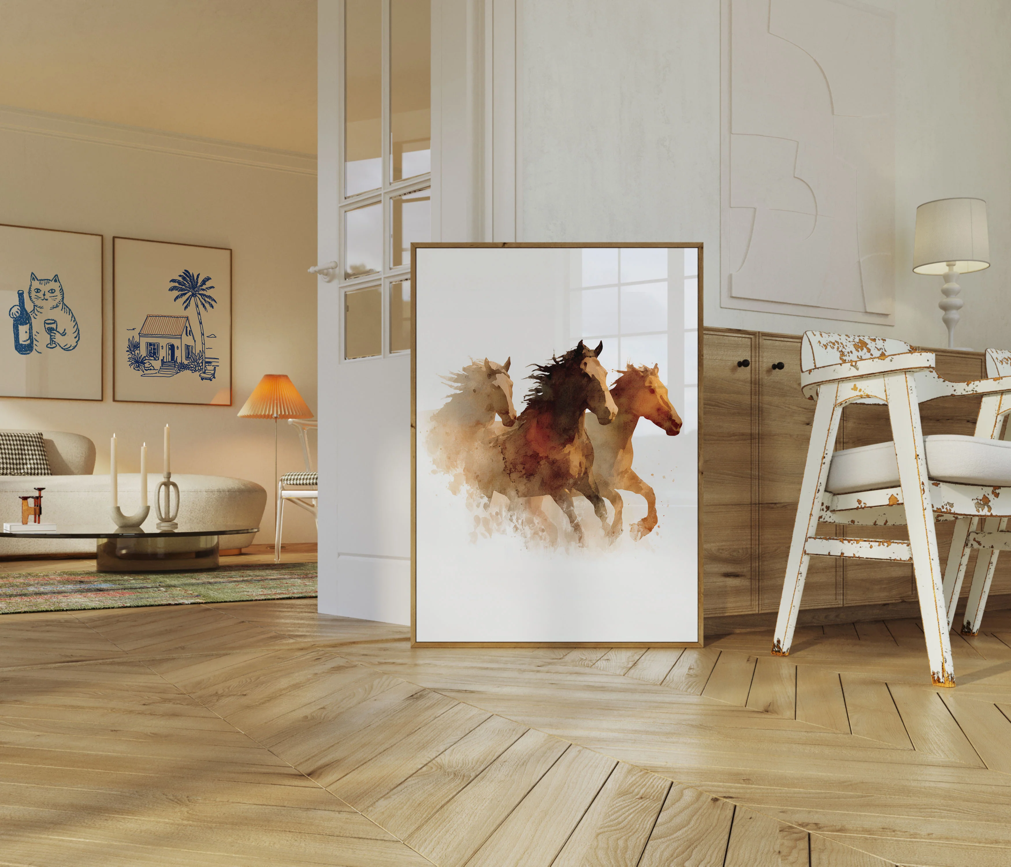 Wild Horses Watercolor Stampede Poster - Image 5