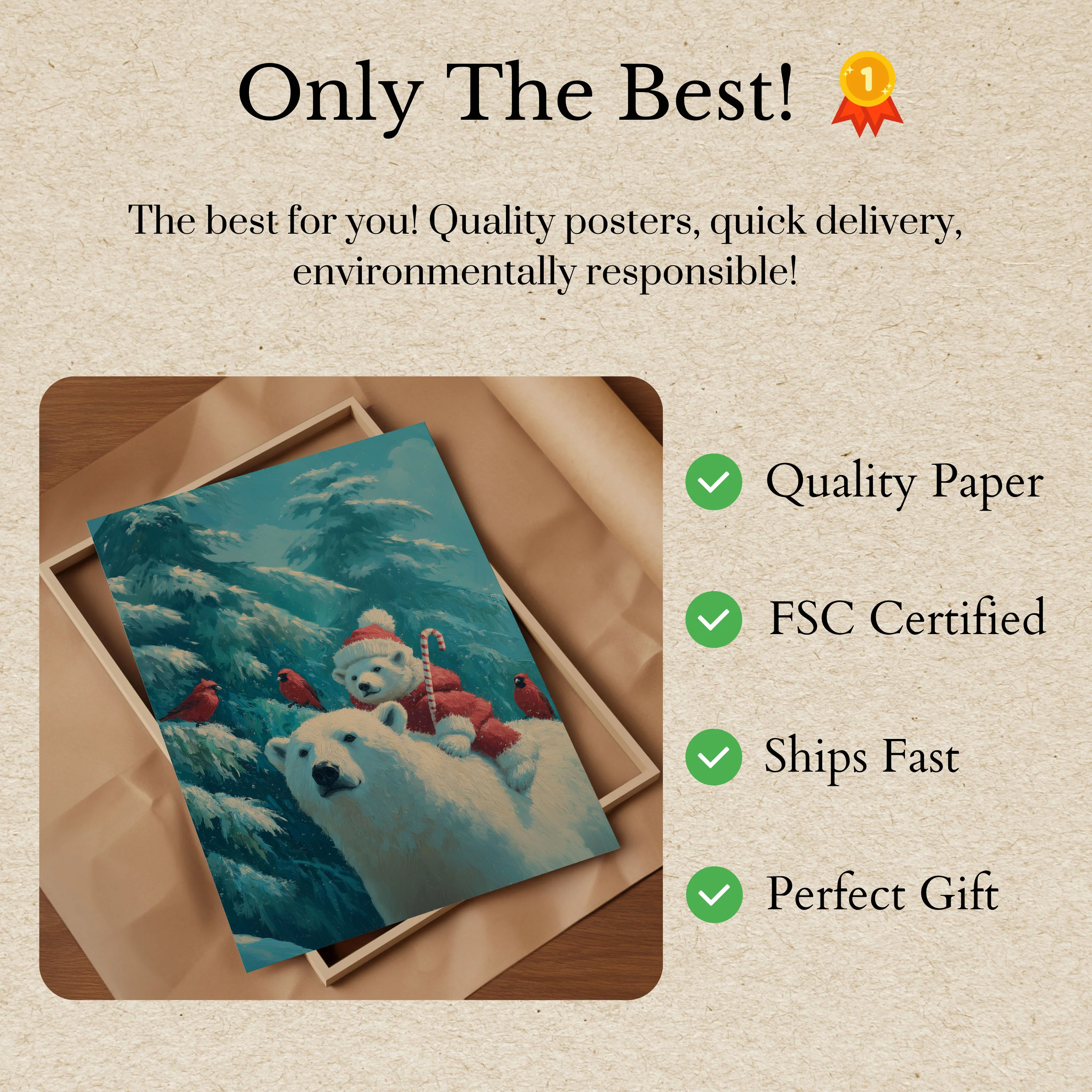 Winter Companions Polar Bear Poster - Image 3