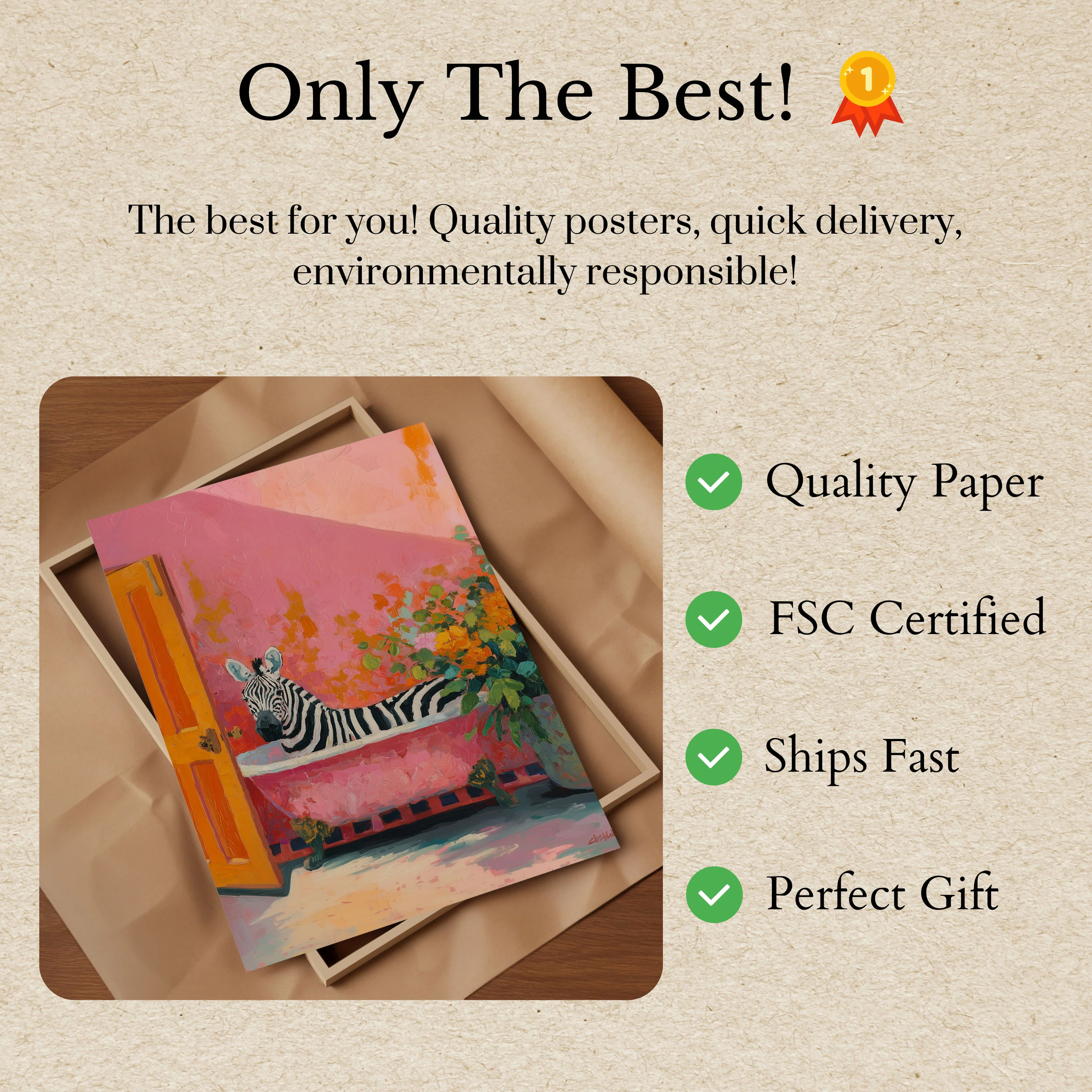 Zebra Bath Time Art Poster - Image 3